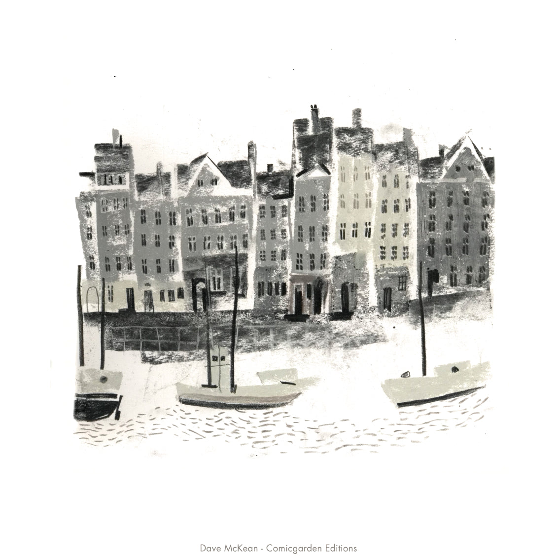 Boats - Postcard from Copenhagen - signeret og nummereret giclée tryk - Dave McKean