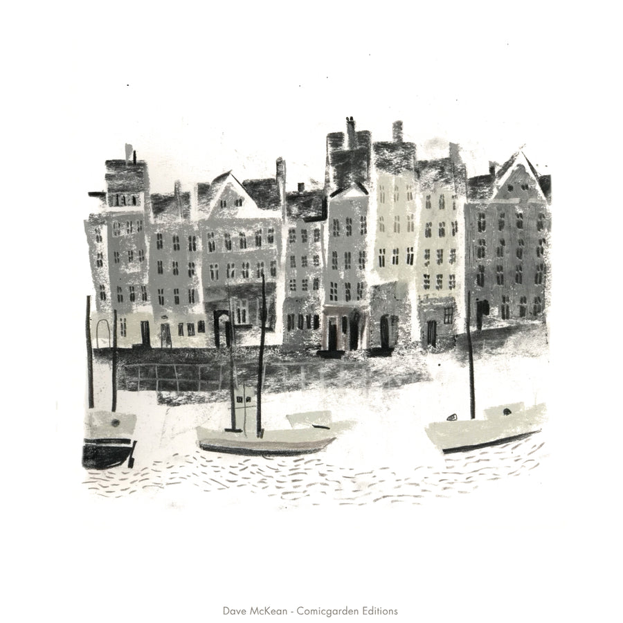 Boats - Postcard from Copenhagen - signeret og nummereret giclée tryk - Dave McKean