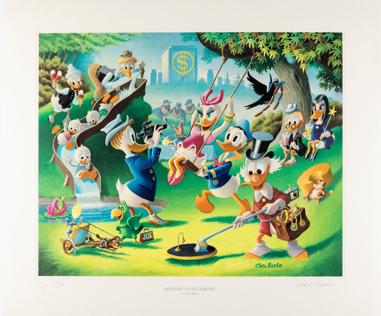 Holiday in Duckburg - signeret og limiteret litografi fra Another Rainbow  - Carl Barks