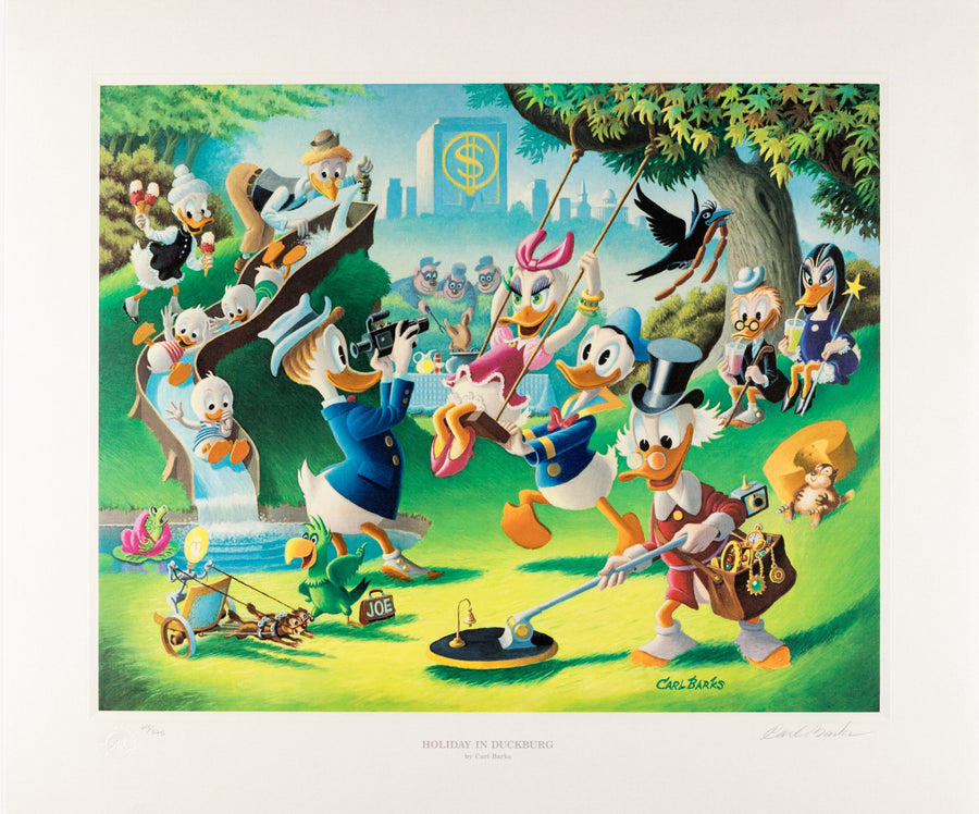 Holiday in Duckburg - signeret og limiteret litografi fra Another Rainbow  - Carl Barks
