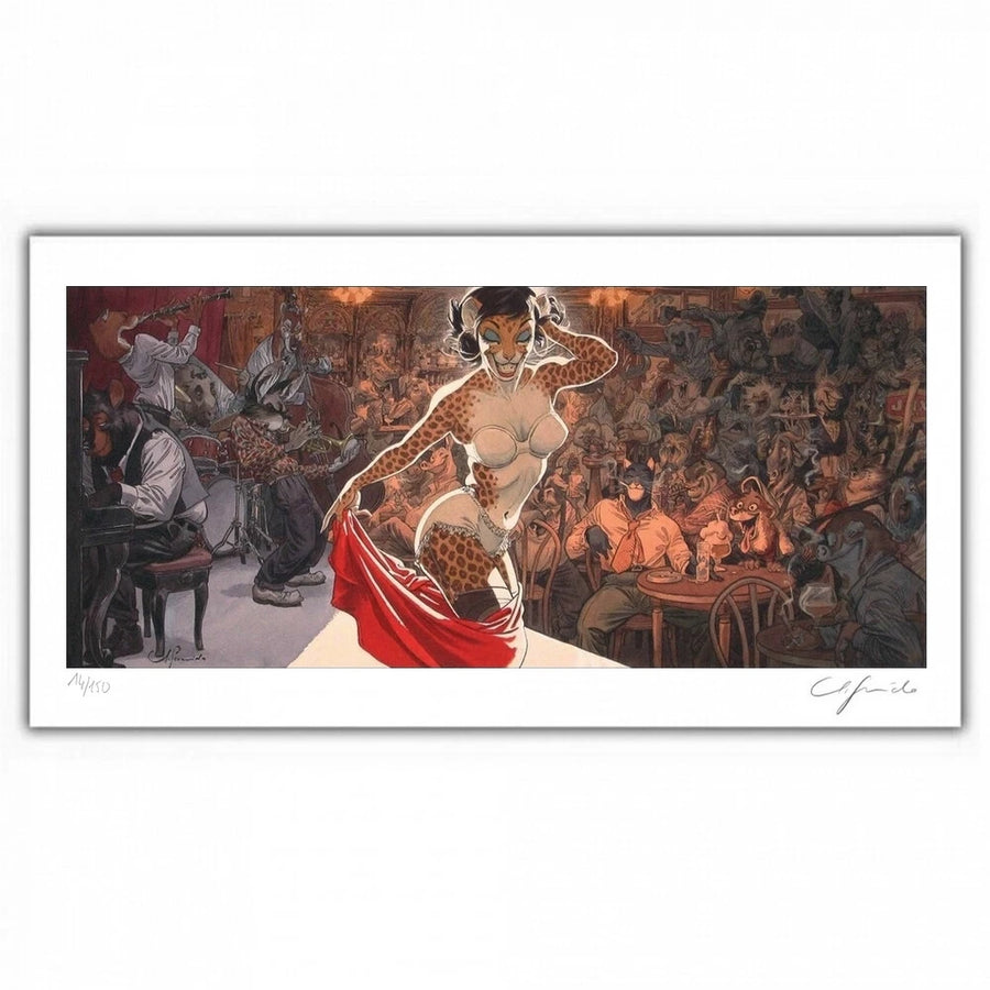 Blacksad - signeret og nummereret pigment print -  Jazz n' Fun's Club  - Juanjo Guarnido
