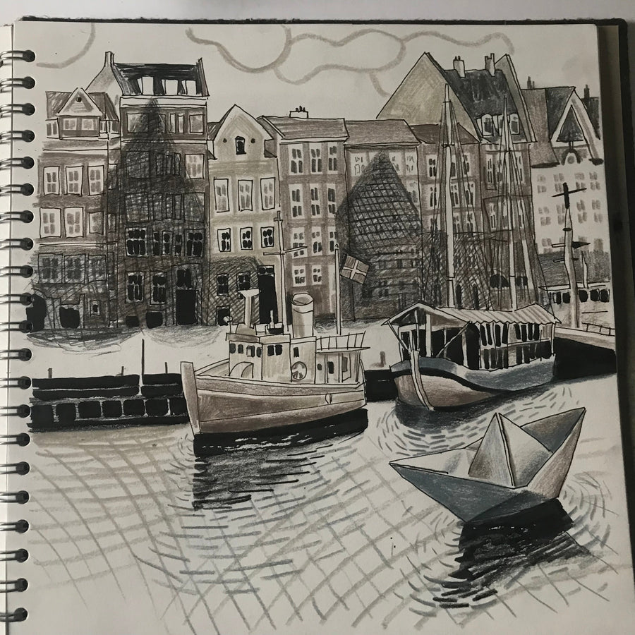 Nyhavn 1 - Postcard from Copenhagen - original art - Dave McKean