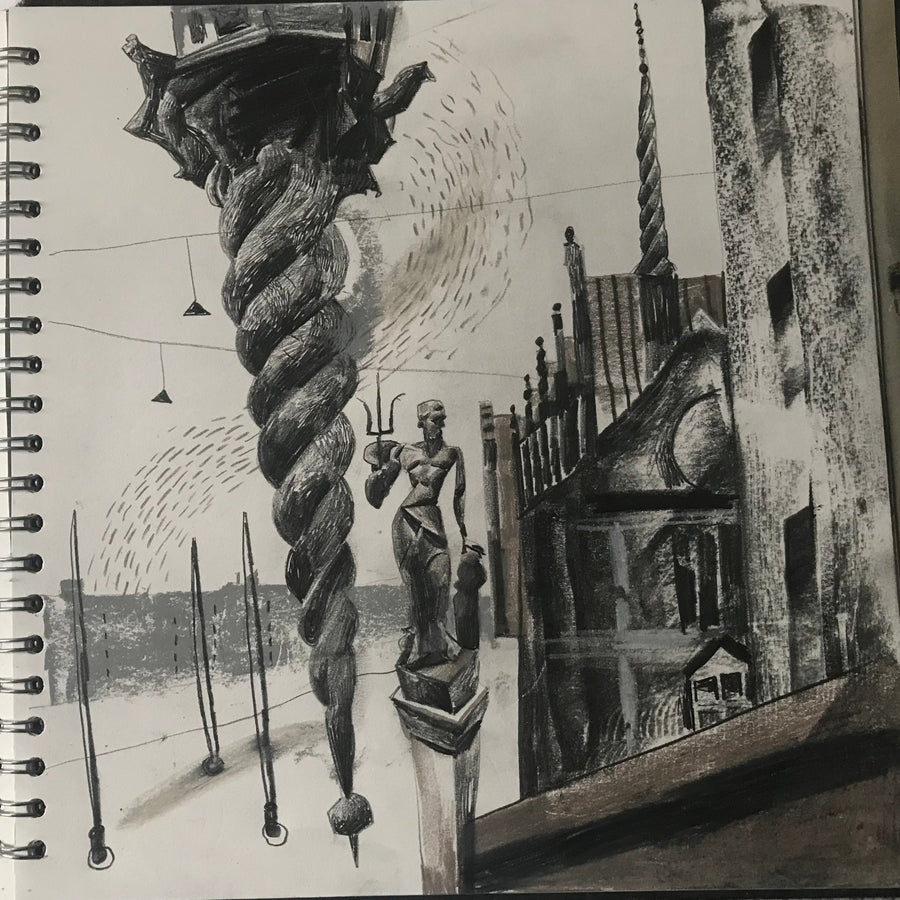 Børsen - Postcard from Copenhagen - original art - Dave McKean