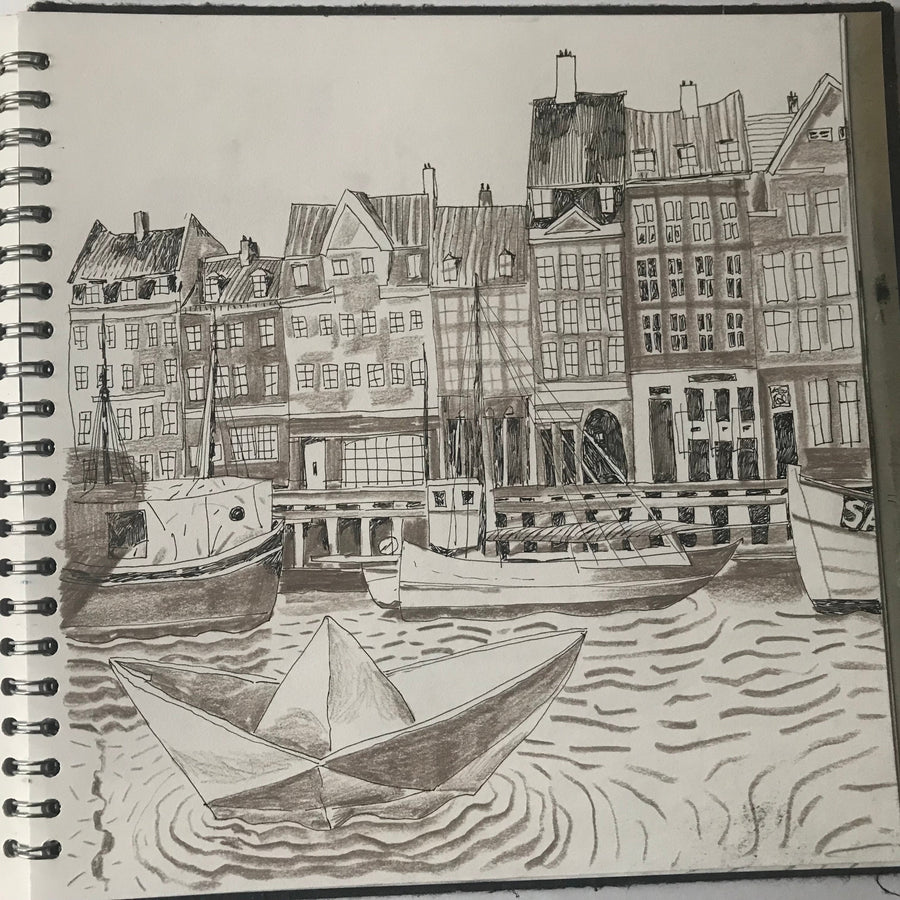 Nyhavn 2 - Postcard from Copenhagen - original art - Dave McKean