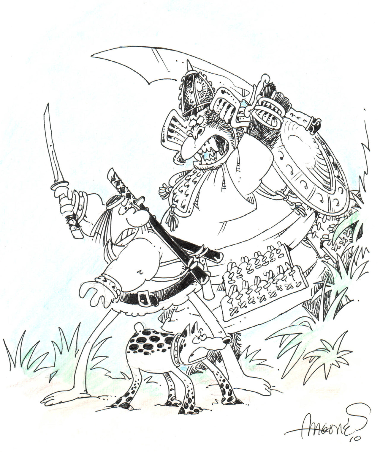 Groo versus grorilla  - illustration - Original Art  - Sergio Aragones