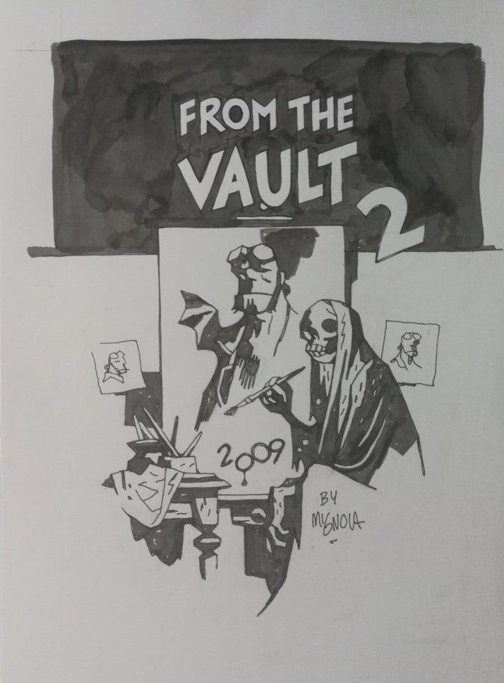 Hellboy from the Vault 2 - originalt signeret comic art cover - Mike Mignola