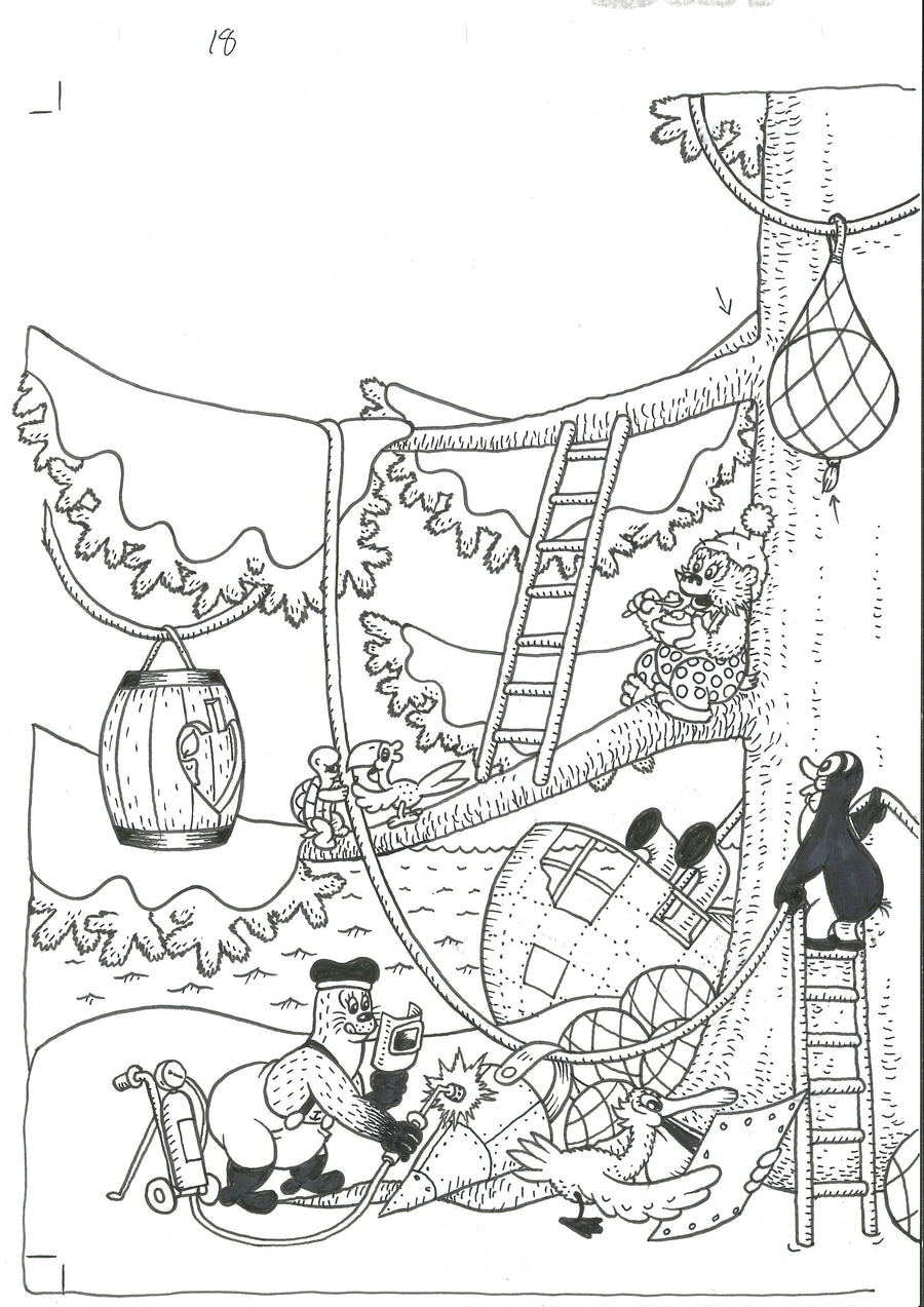 Rasmus Klump  og Juletræet - original blækside  - side 18 - Jeppe Højholt og Per Sanderhage