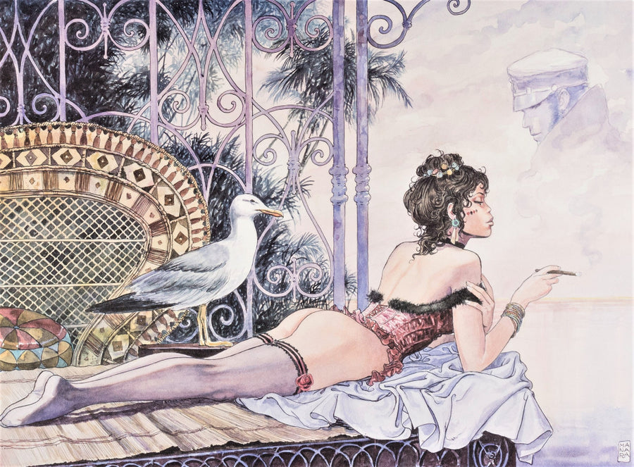 Esmeralda - Corto Maltese Hugo Pratt Homage - signeret kunsttryk - Milo Manara