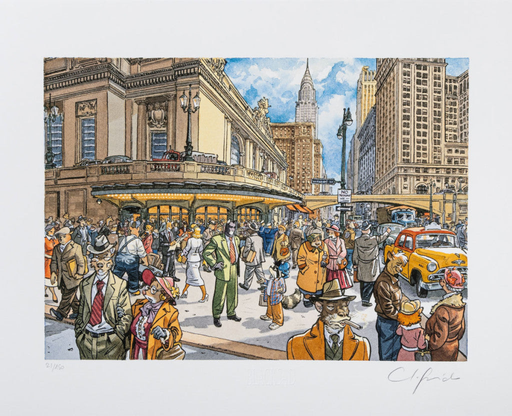 Blacksad - signeret og nummereret pigment print - Central Station - Juanjo Guarnido