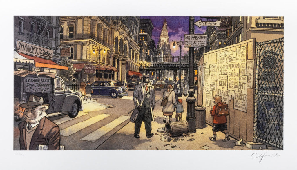 Blacksad - signeret og nummereret pigment print - Night Scene - Juanjo Guarnido