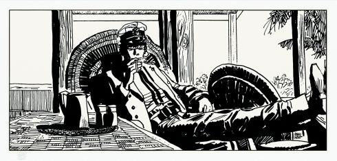 Corto Maltese -Sous la véranda -  limiteret serigrafisk tryk - Hugo Pratt