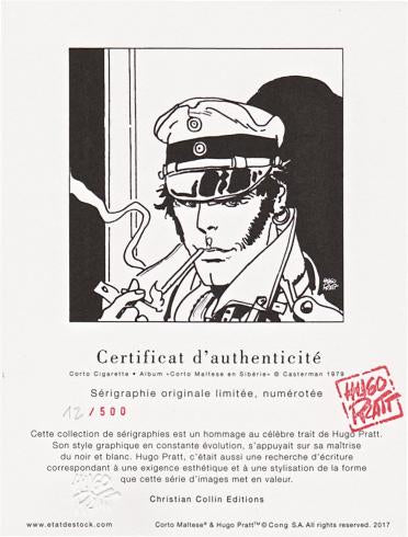 Corto Maltese - Cigarette -  limiteret serigrafisk tryk - Hugo Pratt