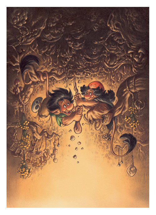 Troldeliv - rødder - signeret kunsttryk - Peter Madsen