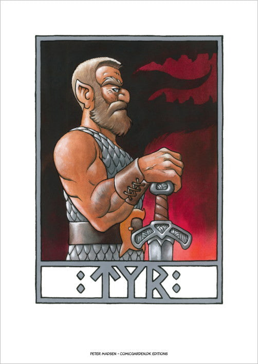 Tyr og Fenrisulven - Valhalla - signeret og nummereret kunsttryk af Peter Madsen