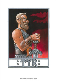 Thumbnail for Tyr og Fenrisulven - Valhalla - signeret og nummereret kunsttryk af Peter Madsen