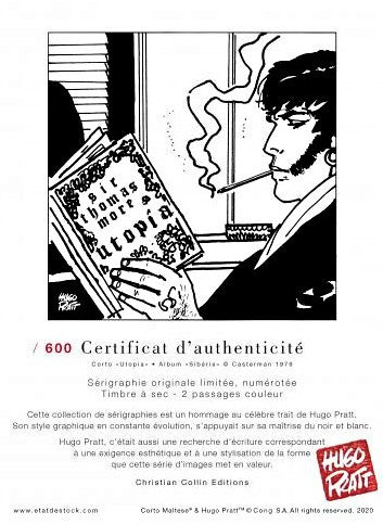 Corto Maltese - Utopia - limiteret serigrafisk tryk - Hugo Pratt